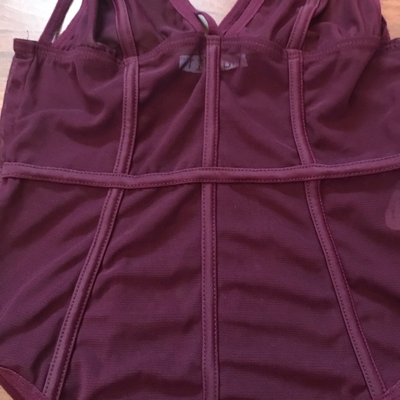Maroon Mesh Bodysuit - Picture 2 of 5